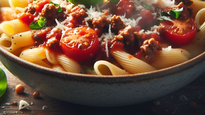 macarrão com carne moída
