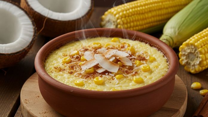 Curau de milho com coco Curau de milho com coco