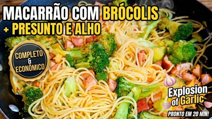 Macarrão com brócolis e presunto em minutos!