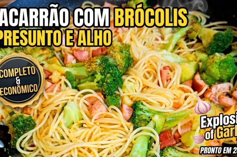 Macarrão com brócolis e presunto em minutos!